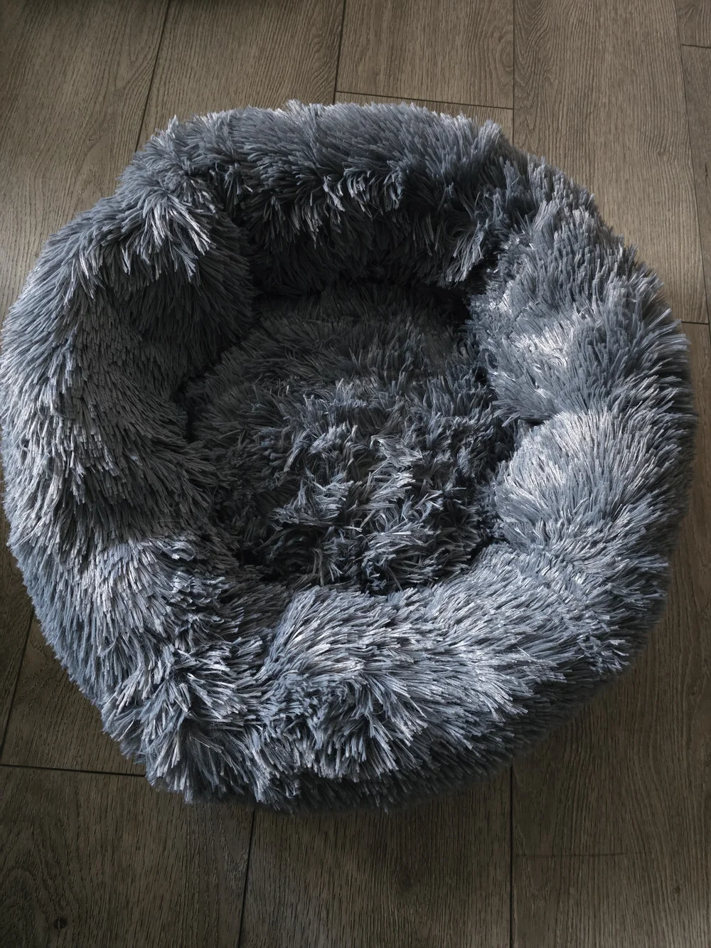 Plush Round Faux Fur Pet Bed - Gray